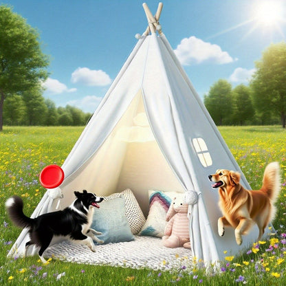 Kids Teepee Play Tent with 140 x 120cm Frame, White, Blue, Pink or Star Fabric Options and No Sitting Mat