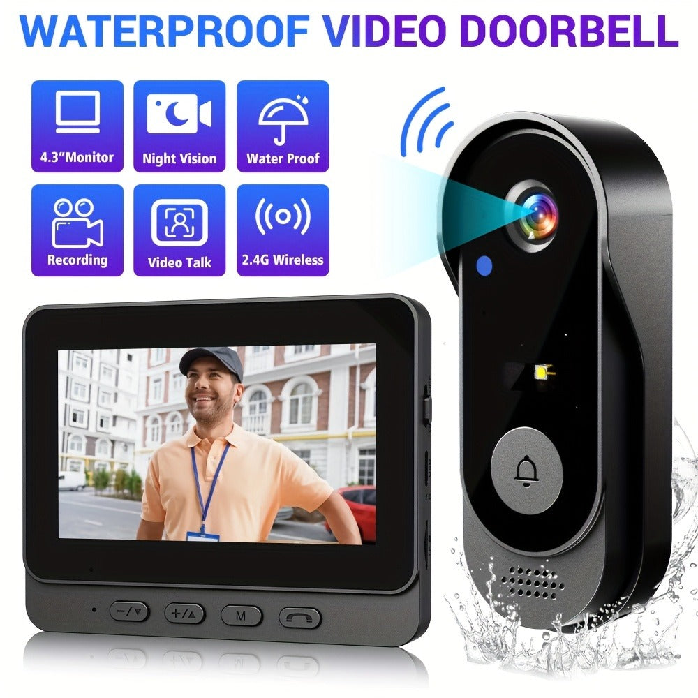 Video Doorbell with Indoor Monitor, Two-Way Communication, Night View and Wall-Mount Hardware in One Selection