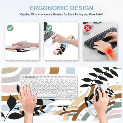 XXL Gaming Desk Mat & Mouse Pad Wrist Rest Set 4-in-1 Bundle – Keyboard Wrist Rest, Mouse Wrist Rest & Coaster, Ergonomic Home Office Computer Desk Pad