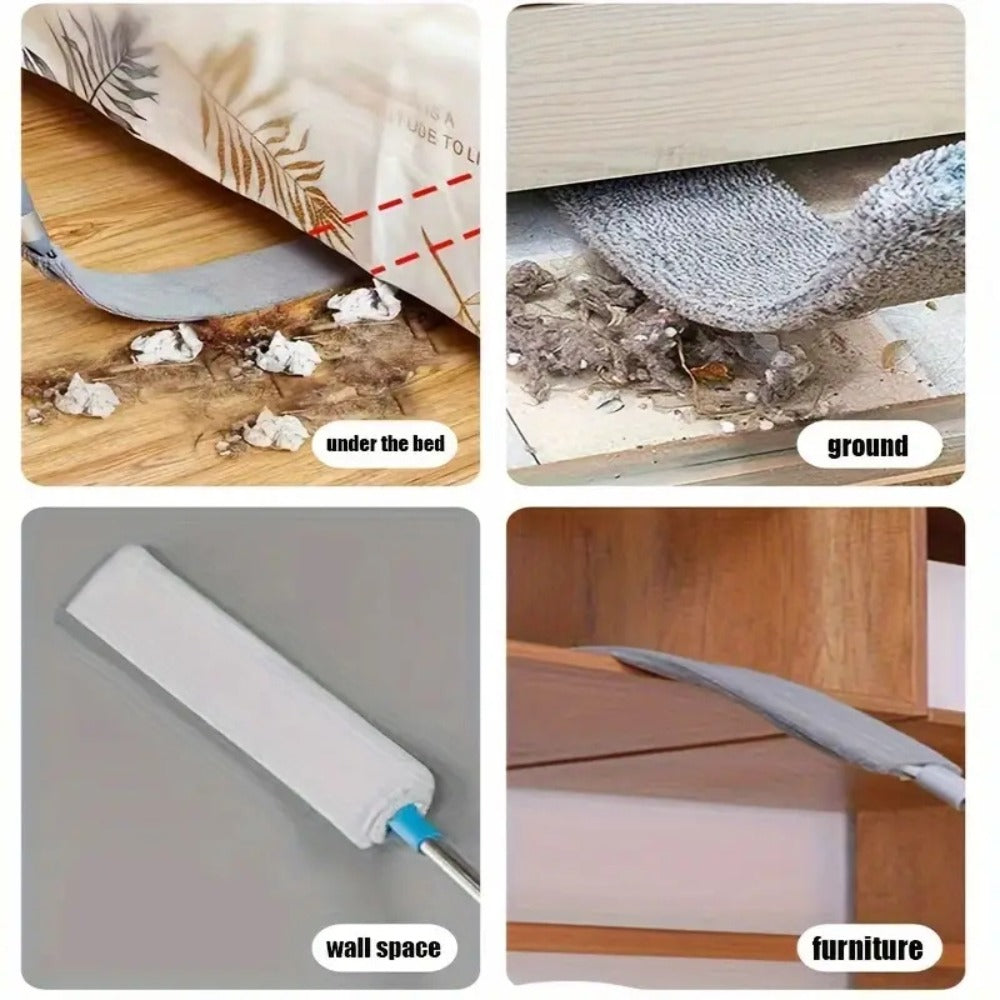 Six-Piece Dust Removal Brush Set with Five Interchangeable Heads and Extendable Gap Duster for Furniture and Floors