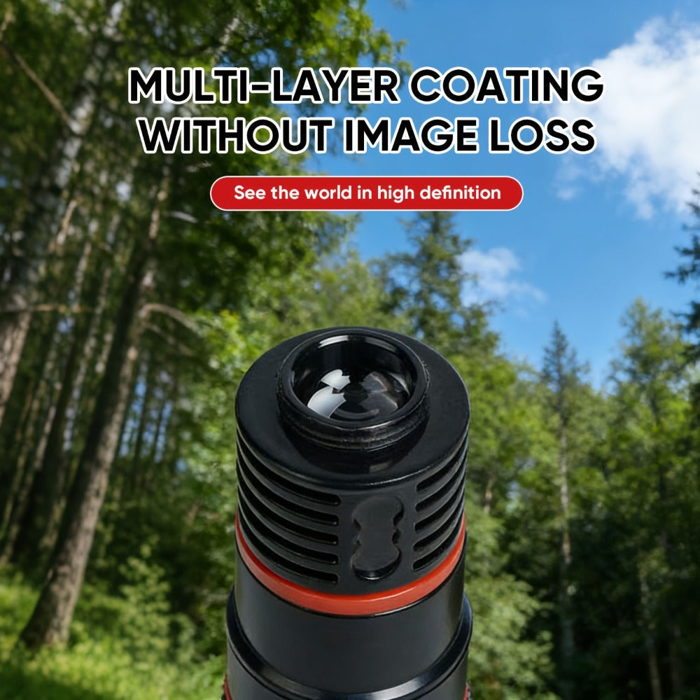 Twelve-Times Clip-On Telephoto Lens for Smartphones with Adjustable Focus and Pictured 3.2 cm Body Width