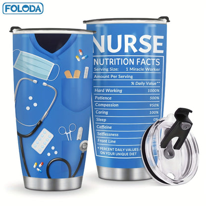 Insulated Tumbler 20oz Nurse Graphic Stainless Steel Vacuum Travel Mug in Four Color Options