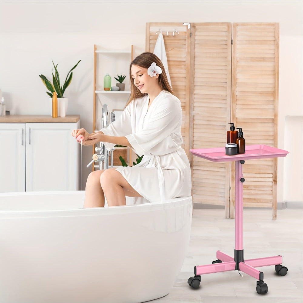Adjustable-Height Salon Tray Cart with Removable 18 x 13-Inch Tray and Gold or Black Finish