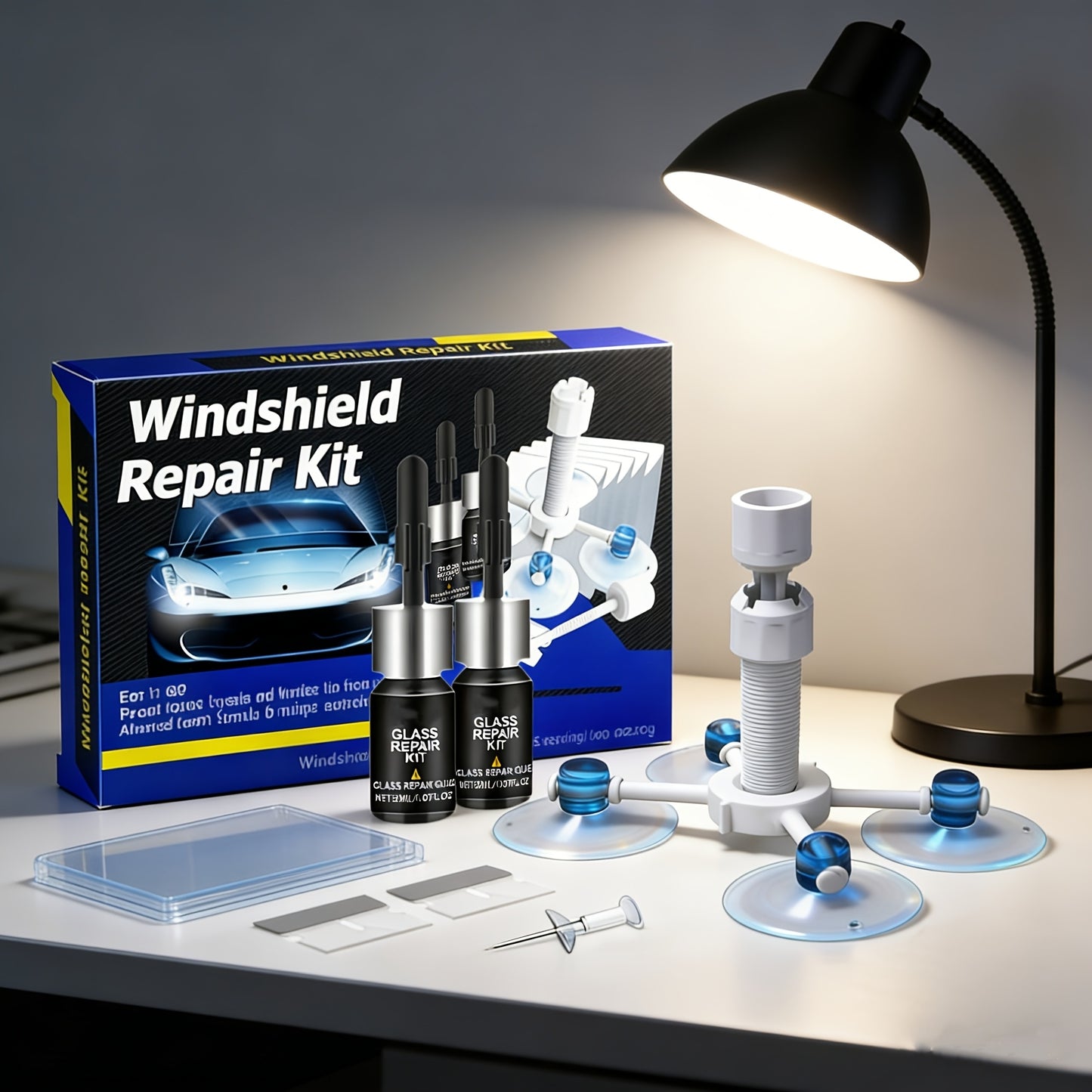 Windshield Repair Kit – 15-Min Quick Fix for Chips, Cracks & Rock Damage | Windshield Crack Repair Fluid with Curing Film, No Tools Needed