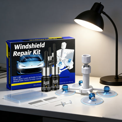 Windshield Repair Kit – 15-Min Quick Fix for Chips, Cracks & Rock Damage | Windshield Crack Repair Fluid with Curing Film, No Tools Needed