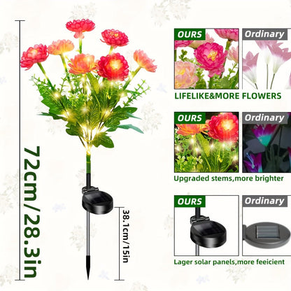 Solar Garden Lights 5-Piece Snow Lotus Flower Stakes with Multicolor LEDs and 72cm Height for Patio