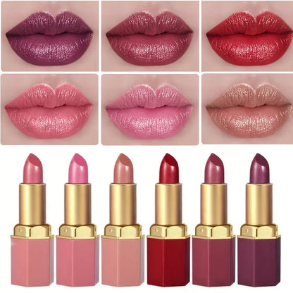 Cream Lipstick Set 6 Colors Long-Lasting Moisturizing – Smooth Creamy Finish Lip Color for All Skin Tones Everyday Party Holiday Makeup Gift for Women