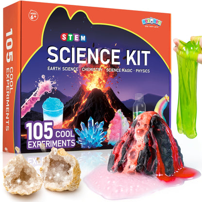 STEM Science Kit for Kids Ages 6-12 – 60 80 105 Lab Experiments, Chemistry Set with Crystal Growing & Chemical Reactions, Educational Science Toy Gift for Boys Girls 6 7 8 9 10 11 12 Year Old