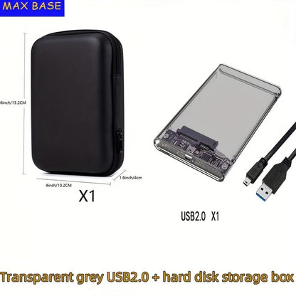 2.5 Inch External Hard Drive Enclosure USB 2.0 to SATA III Converter - Supports Up to 6TB HDD SSD, UASP High-Speed Transfer, Tool-Free Installation, ABS, Compatible with 7mm & 9.5mm Drives (Drive Not Included)