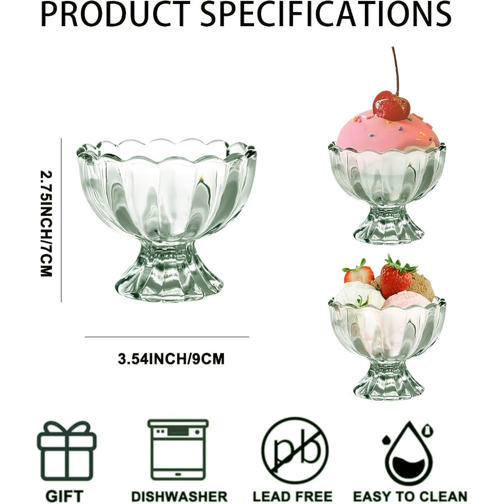 Twelve-Piece Tulip Dessert Bowl Set with 5-Ounce Capacity, 3.54-Inch Rim and Footed Glass Shape