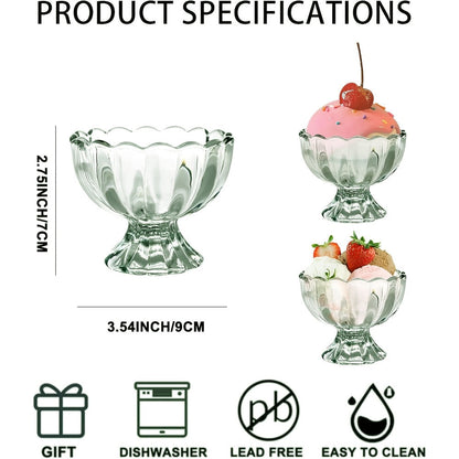 Twelve-Piece Tulip Dessert Bowl Set with 5-Ounce Capacity, 3.54-Inch Rim and Footed Glass Shape
