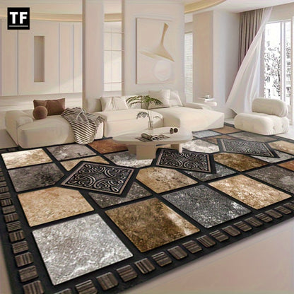 Area Rug 56x80 Marble Tile Print with Soft Surface for Living Room, Bedroom or Covered Patio