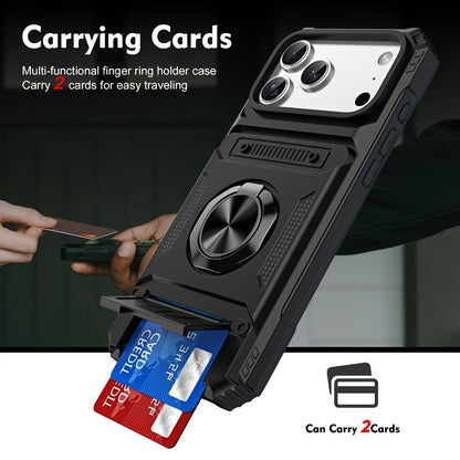Wallet-Style iPhone Case with Card Slot, Ring Holder and Kickstand in 125 Model and Color Options