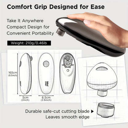 Electric Can Opener One Touch – Automatic 360° Rotation for All Can Sizes, Smooth Safe Edge, Battery Operated, Ideal for Seniors & Arthritic Hands, Kitchen Gadget