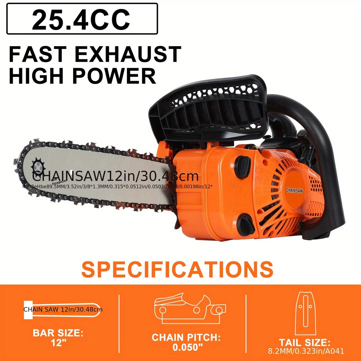 Mini Gas Chainsaw 25.4CC – Portable 2-Stroke Handheld Logging Saw for Garden, Yard & Household Wood Cutting