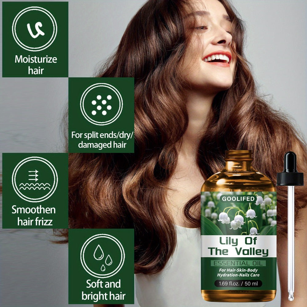 Lily of the Valley Body Oil Blend in a 50ml Amber Dropper Bottle with Floral Green Label Design