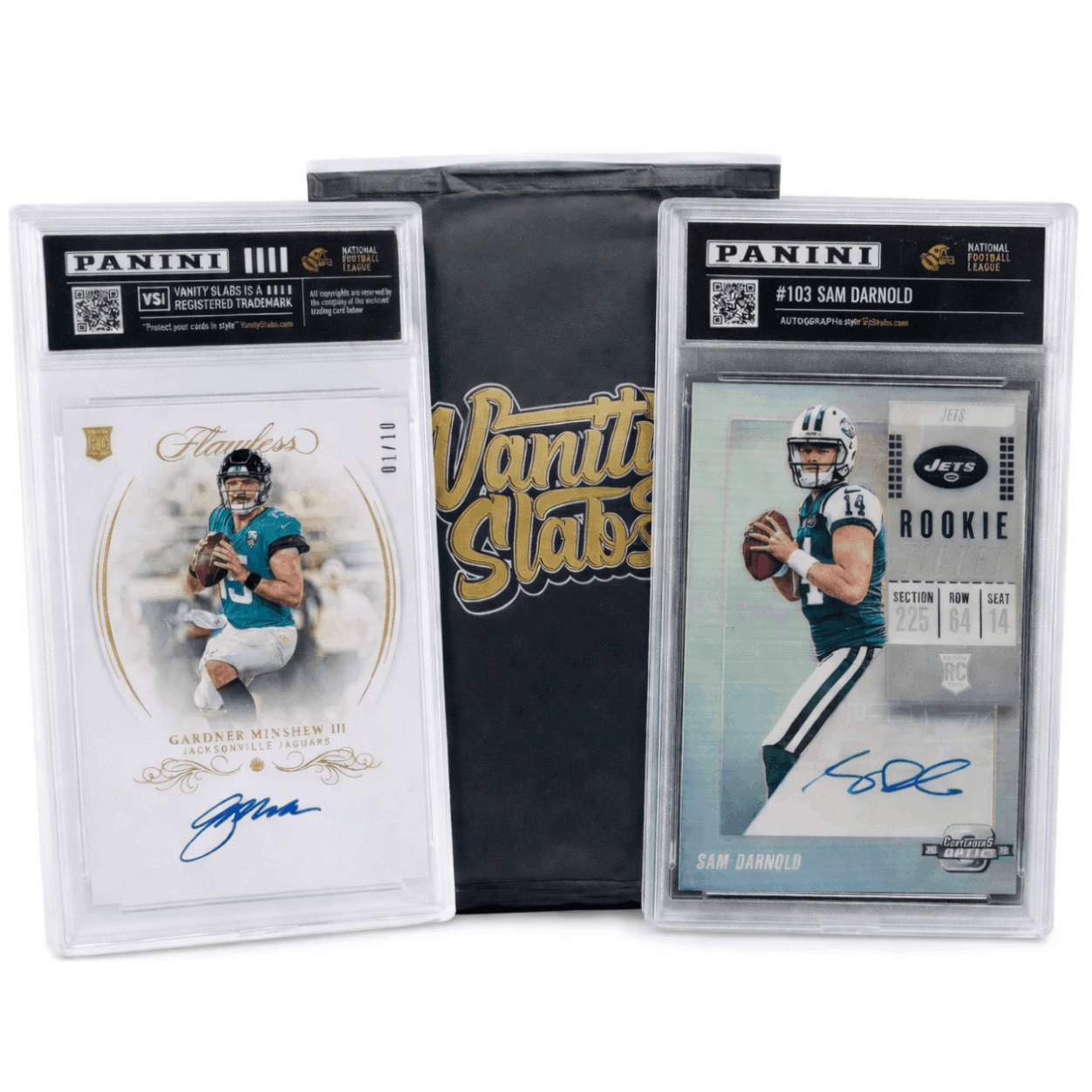Sports Trading Cards, Football Vanity Slab with Red Label or Two-Slab Options for Display Collections
