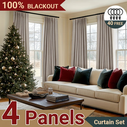 Four-Panel Textured Window Curtain Set in Ten Colors and 50-Inch Width with Four Exact Length Options
