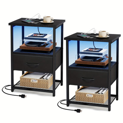 Nightstands shown in the Black-1 Drawer, 2pcs option