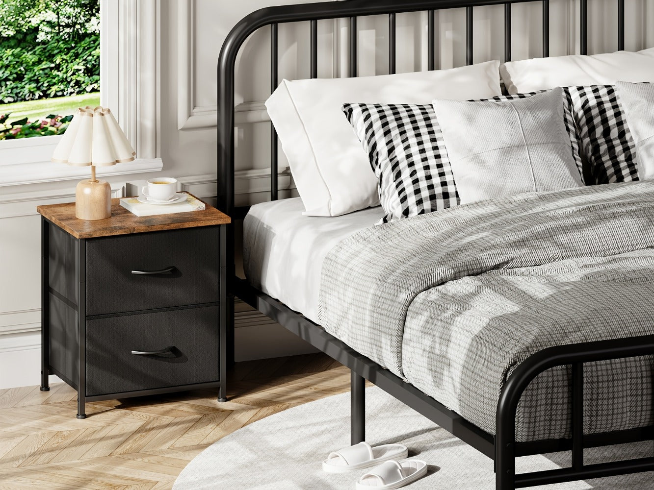 Fabric Nightstand with Multiple Color Options, Bedside Table for Bedroom detail image - detail view 22