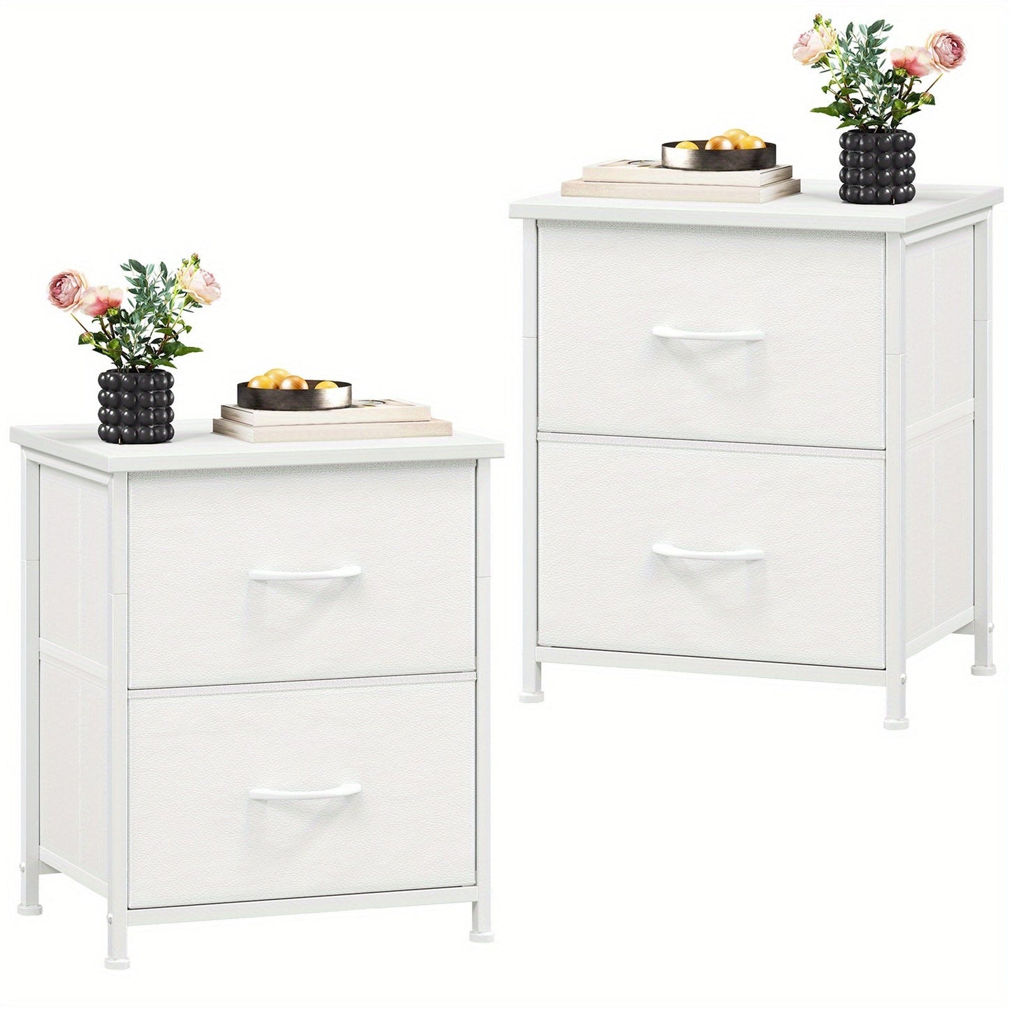 Nightstand shown in the White Leather, 2pcs option