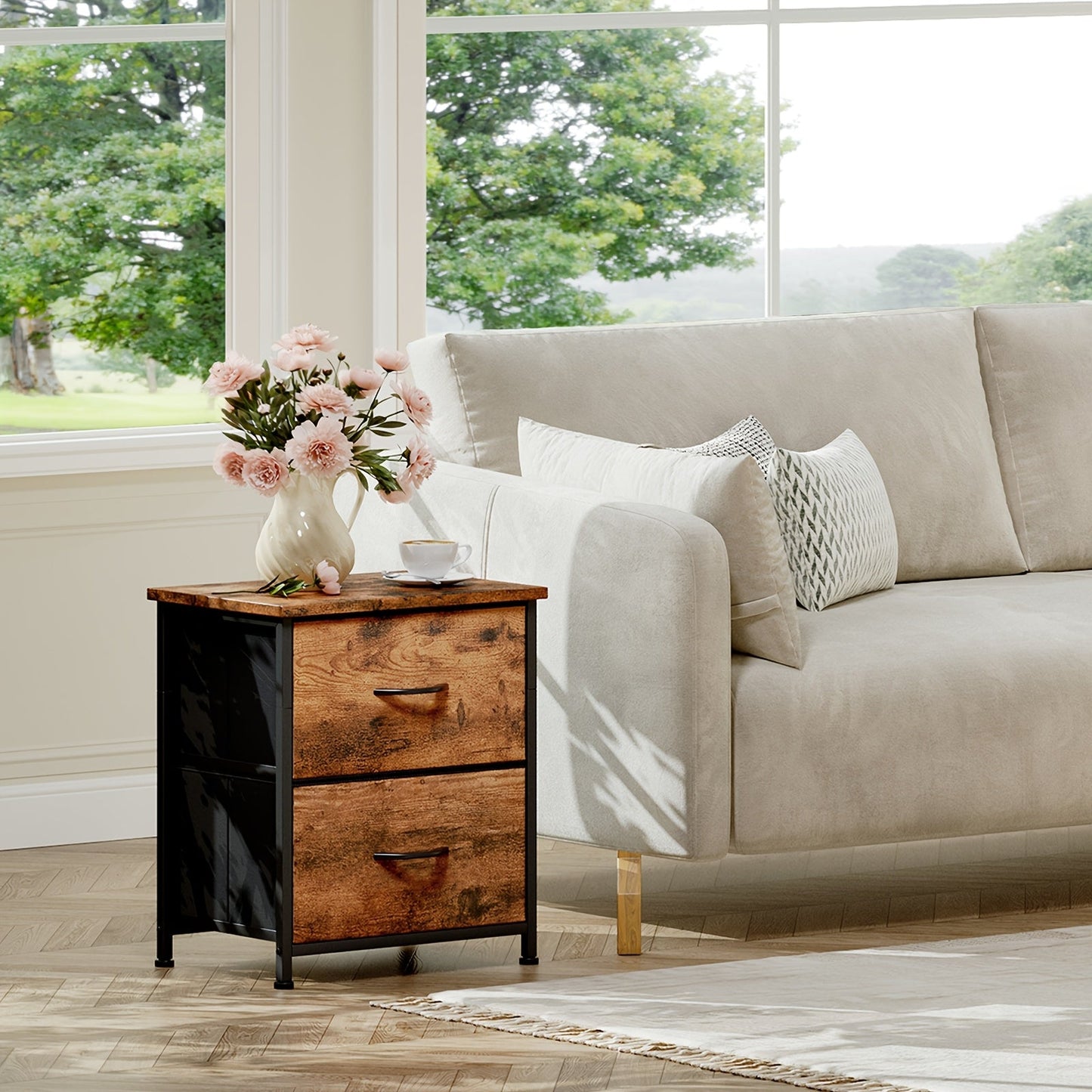 Nightstand shown in the Wood Grain Print, 1pc option