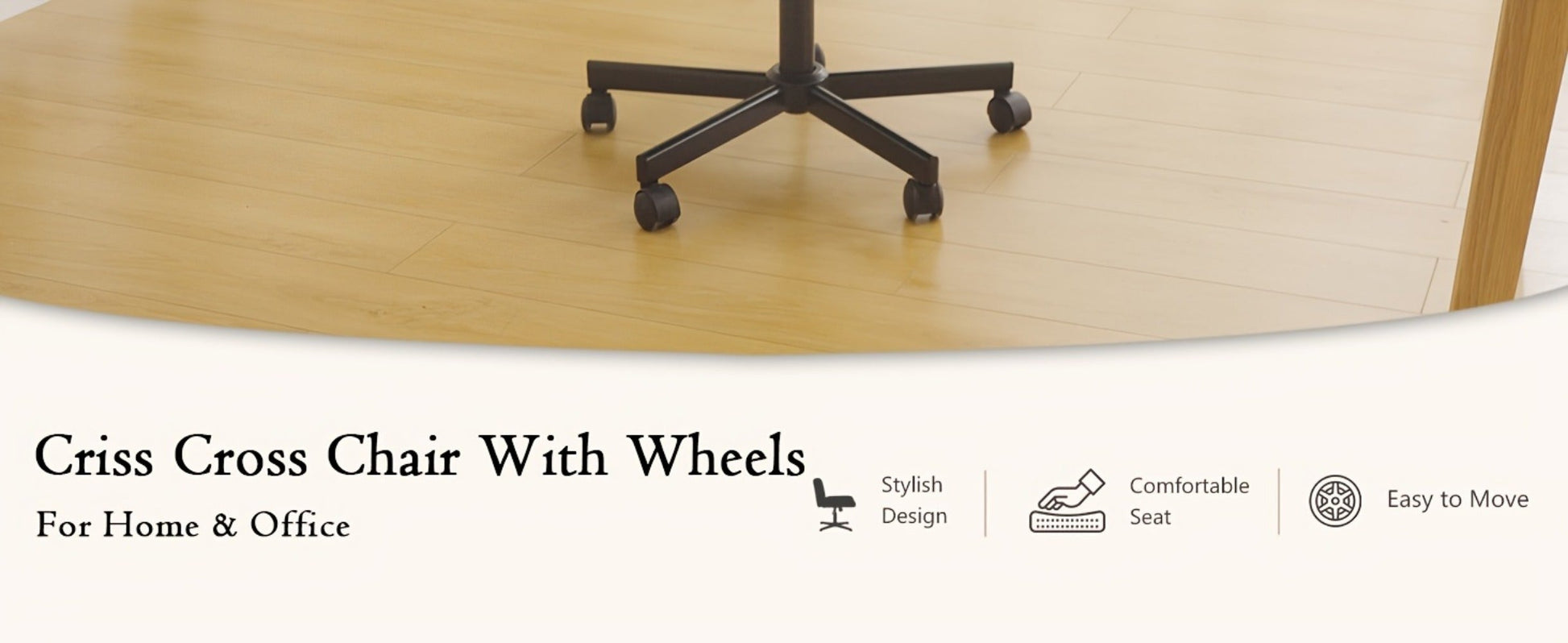 Fabric Office Chair with Cross-Legged Seat and Rolling Wheels detail image - detail view 15