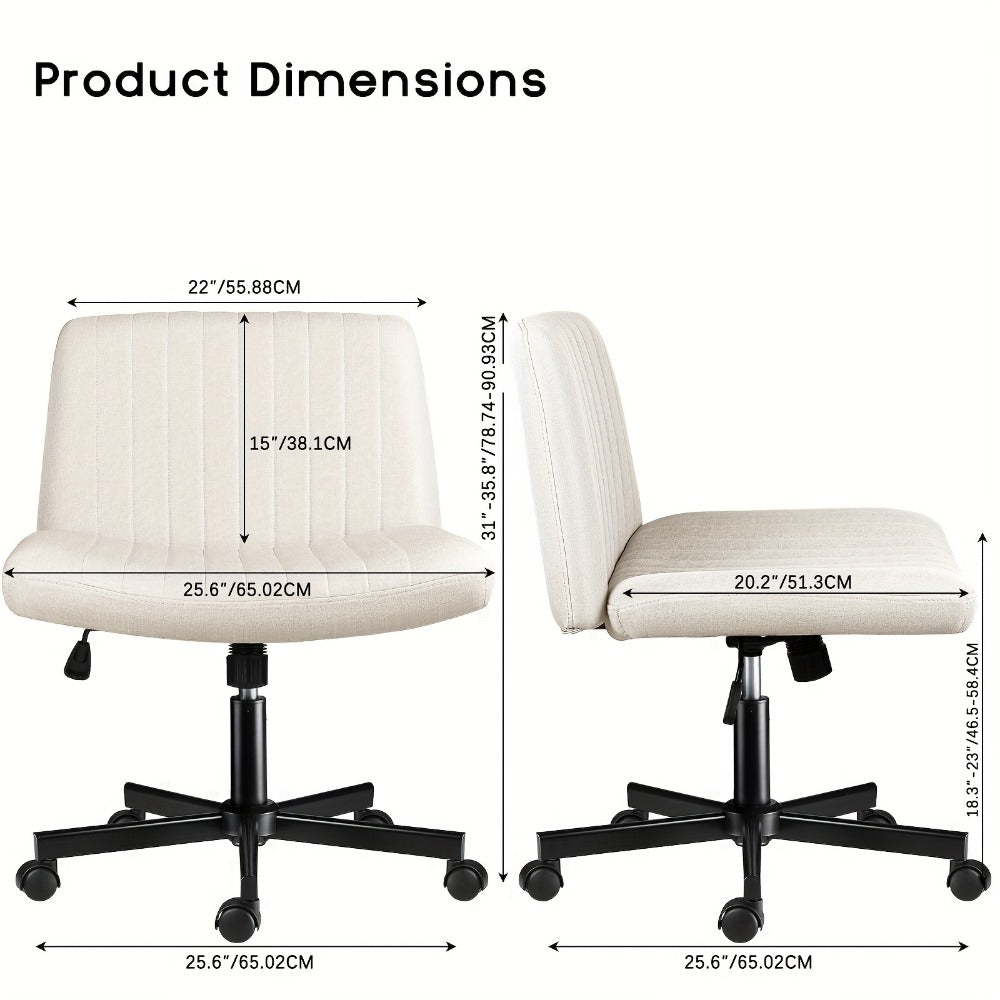Fabric Office Chair with Cross-Legged Seat and Rolling Wheels detail image