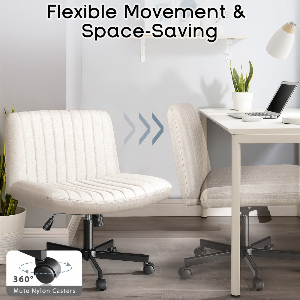 Fabric Office Chair with Cross-Legged Seat and Rolling Wheels detail image - detail view 6