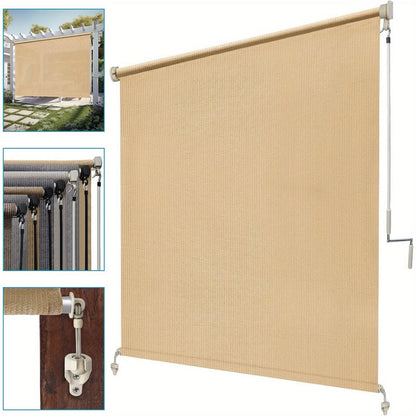 Outdoor Roller Shade shown in the sesame color, 72"W X 72"H option