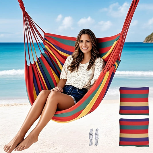 Fabric Swing Chair with Two Cushions and Multiple Color Options for Patio detail image