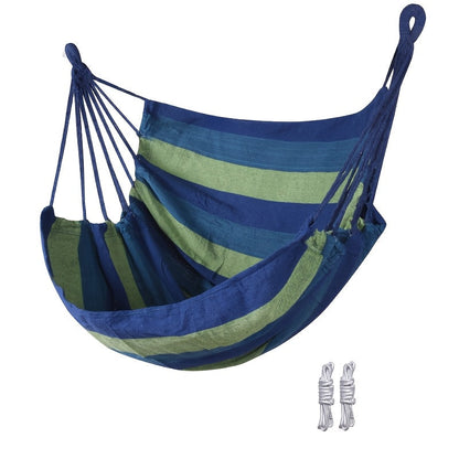 Swing Chair shown in the No pillow case, blue option