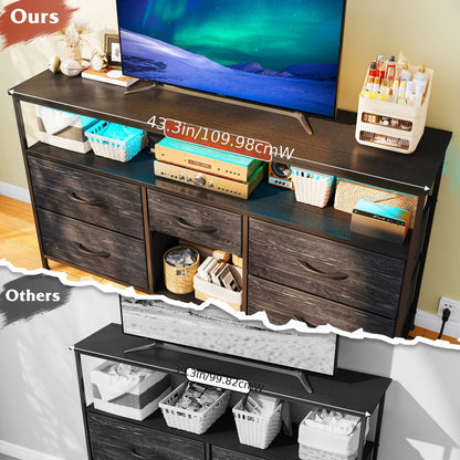 Fabric TV Stand with Charging Station, Living Room TV Console detail image - detail view 10