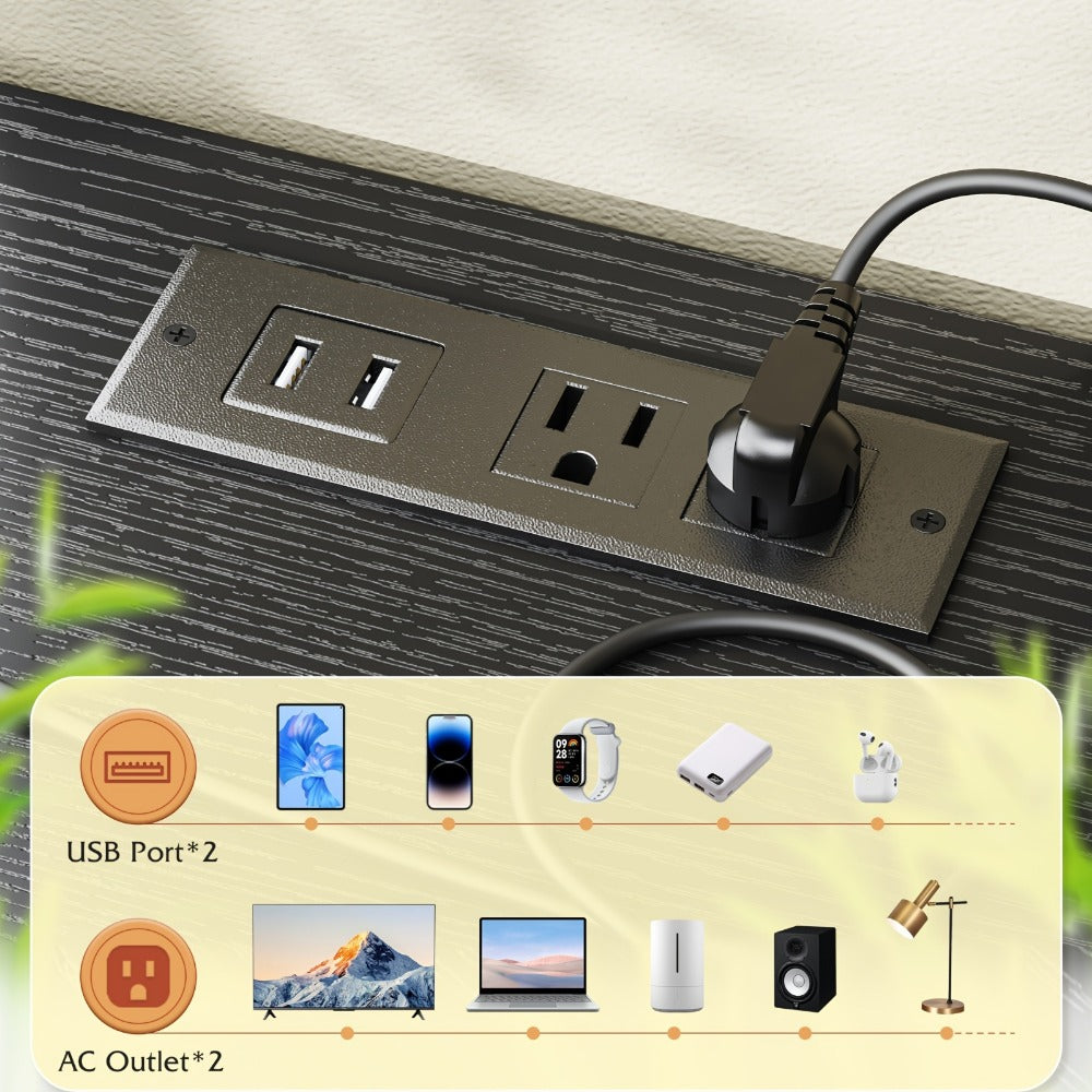 Fabric TV Stand with Charging Station, Living Room TV Console detail image - detail view 11