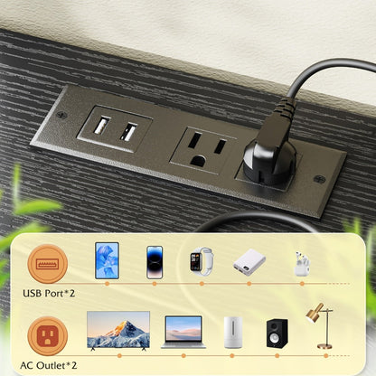 Fabric TV Stand with Charging Station, Living Room TV Console detail image - detail view 11