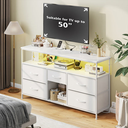 Fabric TV Stand with Charging Station, Living Room TV Console detail image - detail view 17