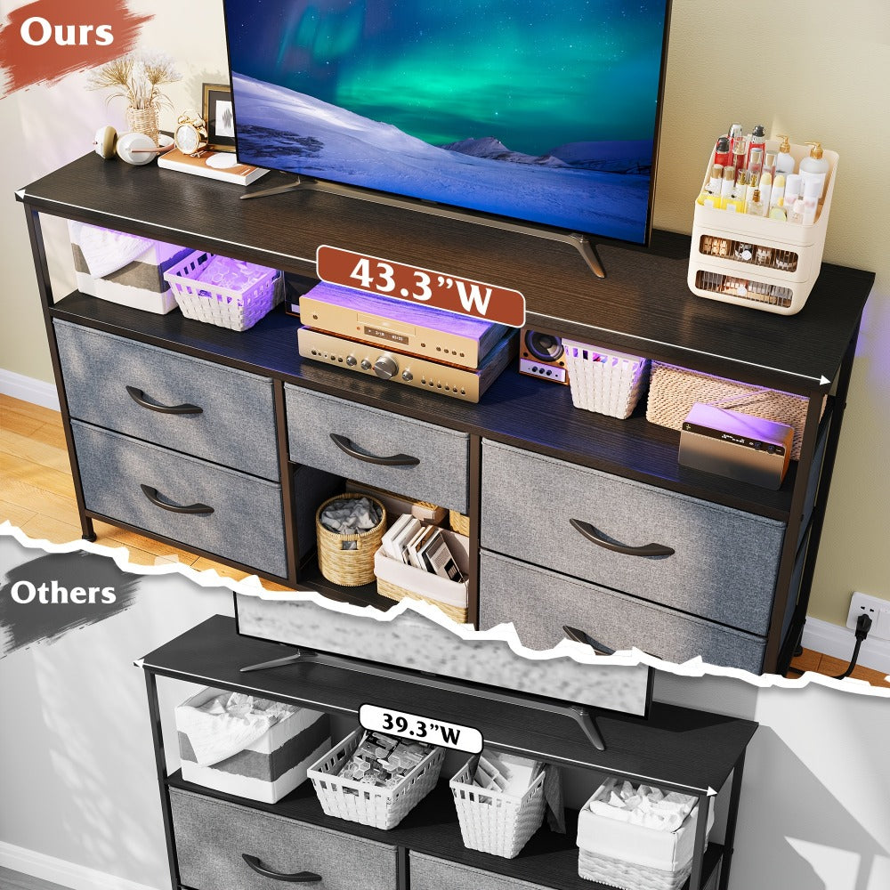 Fabric TV Stand with Charging Station, Living Room TV Console detail image - detail view 18