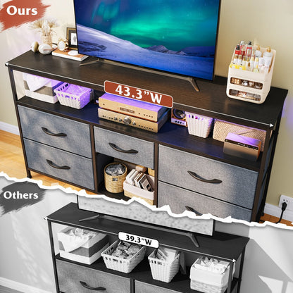 Fabric TV Stand with Charging Station, Living Room TV Console detail image - detail view 18