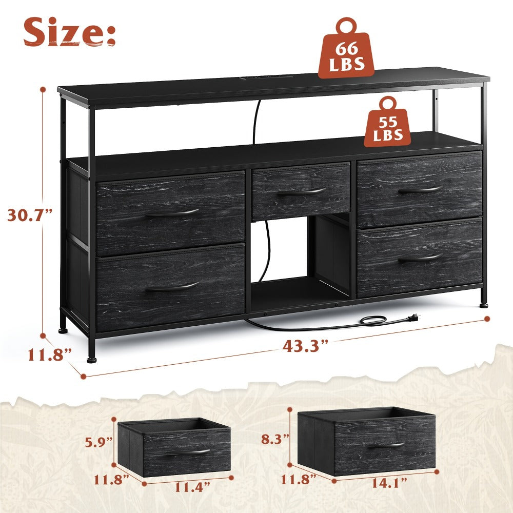 Fabric TV Stand with Charging Station, Living Room TV Console detail image - detail view 19