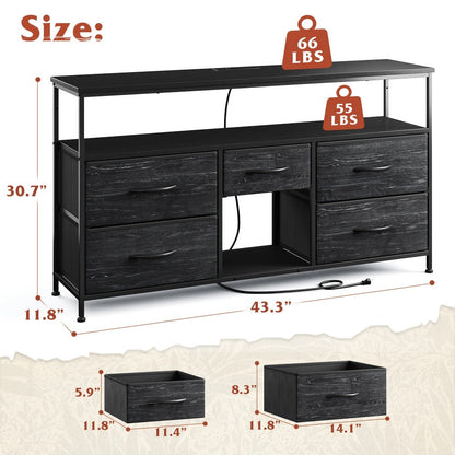Fabric TV Stand with Charging Station, Living Room TV Console detail image - detail view 19