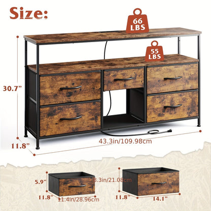 Fabric TV Stand with Charging Station, Living Room TV Console detail image - detail view 4