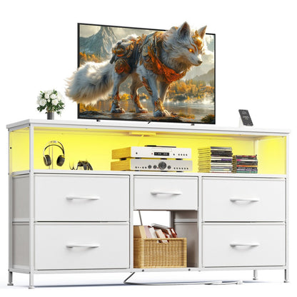 Fabric TV Stand with Charging Station, Living Room TV Console detail image - detail view 7