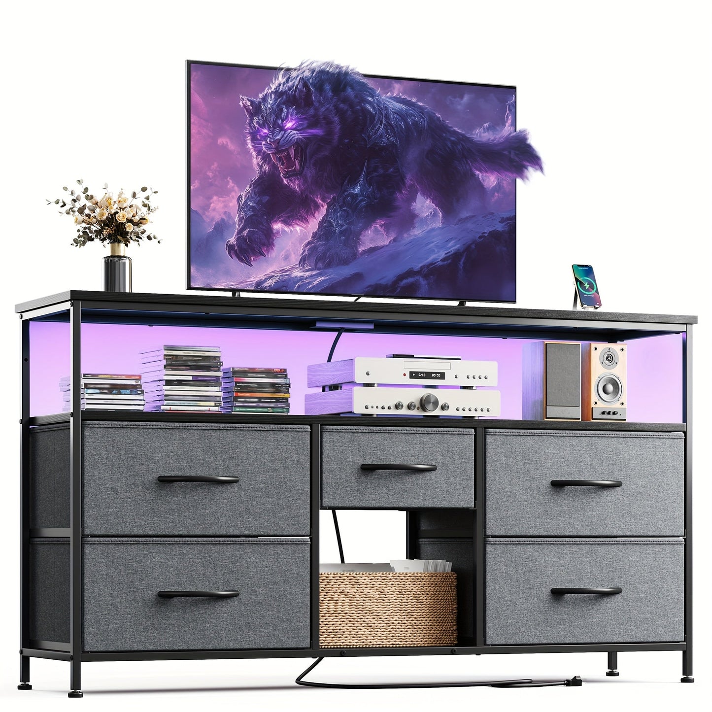 TV Stand shown in the Grey option