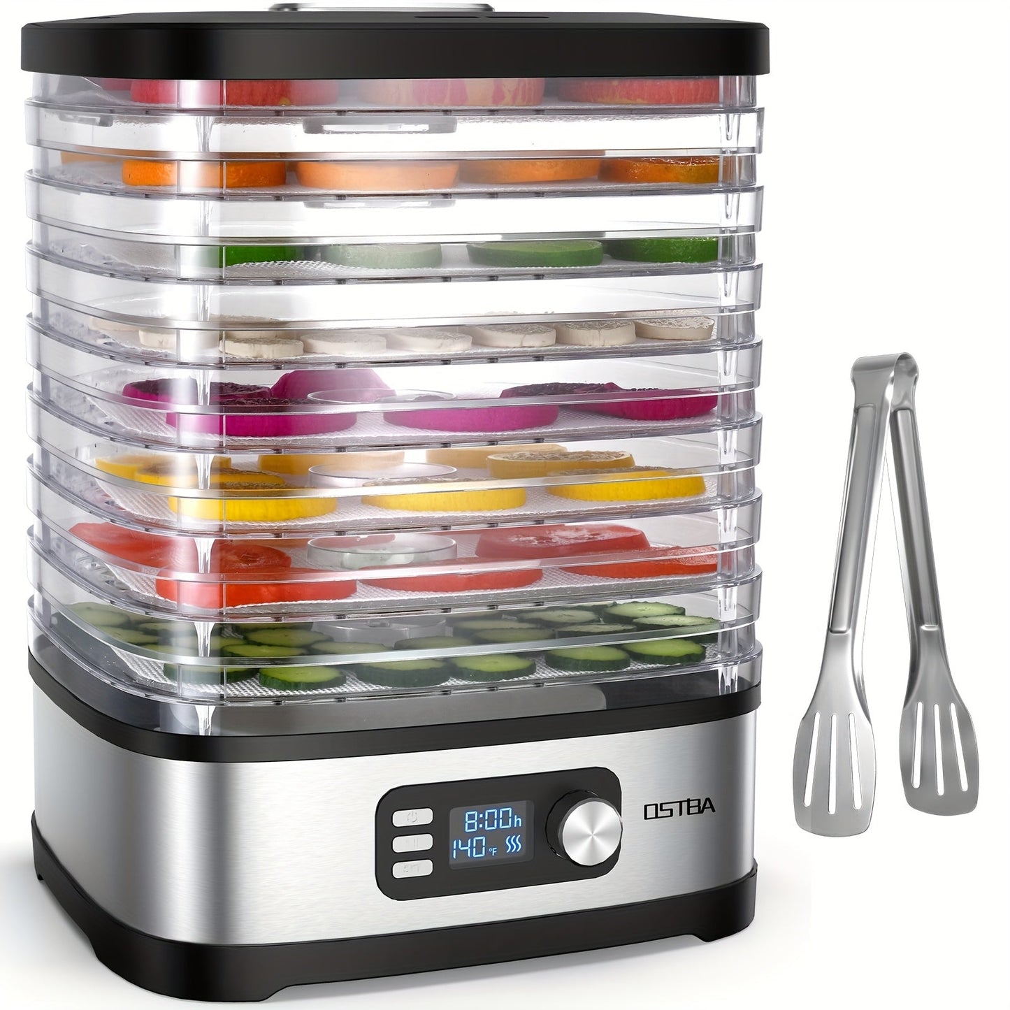 Stackable Food Dehydrator Family with Analog or Digital Controls and Five- or Eight-Tray Model Options