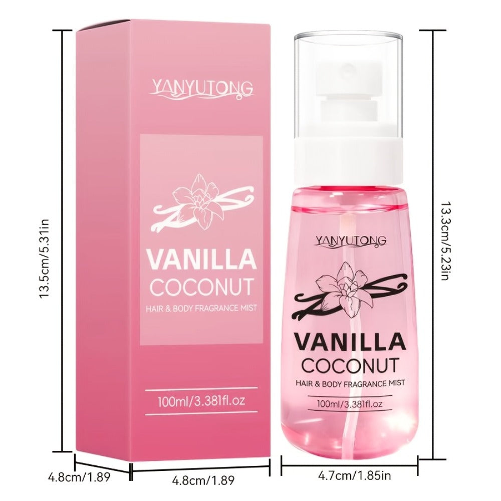100 ml Coconut Vanilla Hair and Body Fragrance Mist with Vitamin E, Argan Oil and Glycerin