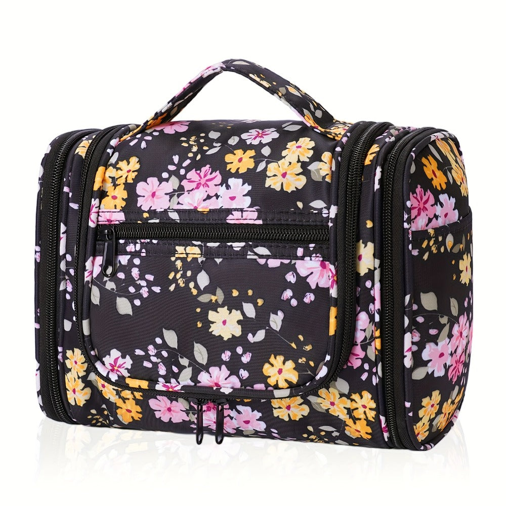 Toiletry Bag Hanging Multi-Pocket Shower Organizer with Metal Hook, Carry Handle and Seven Print Options