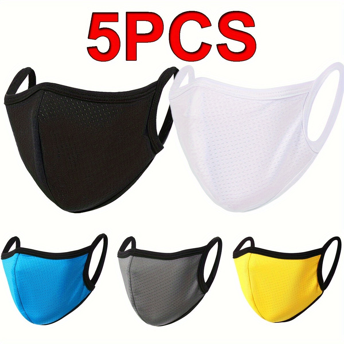 Face Masks - Washable Reusable Cloth Mask 5 Pack Breathable Moisture-Wicking Sports - product detail view 10