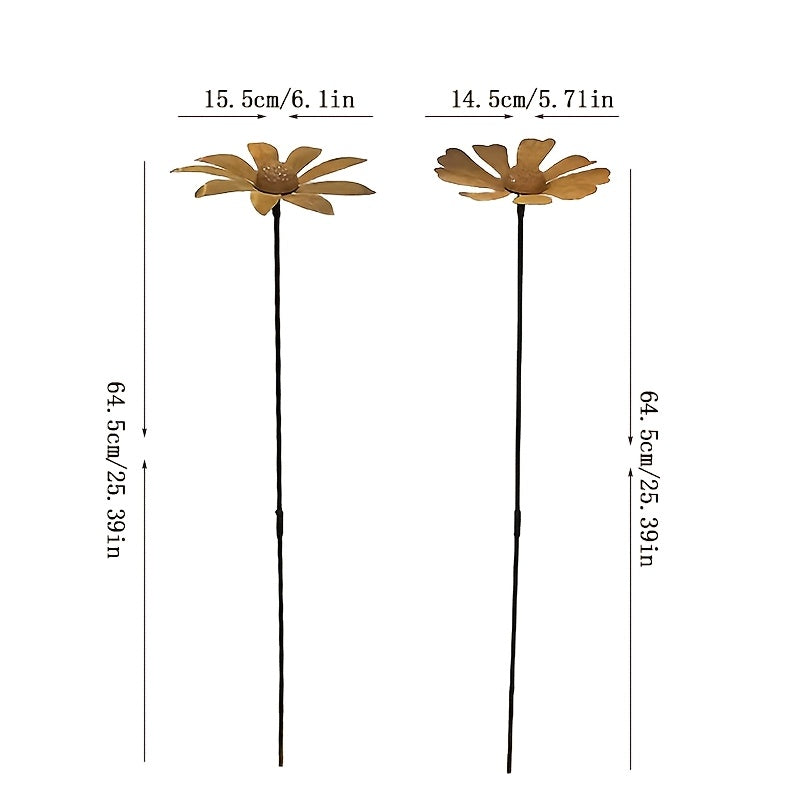 Rustic Metal Daisy Garden Stake with Chamomile or Daisy Flower Style for Pots, Beds and Yard Displays
