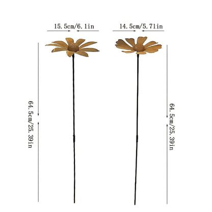 Rustic Metal Daisy Garden Stake with Chamomile or Daisy Flower Style for Pots, Beds and Yard Displays