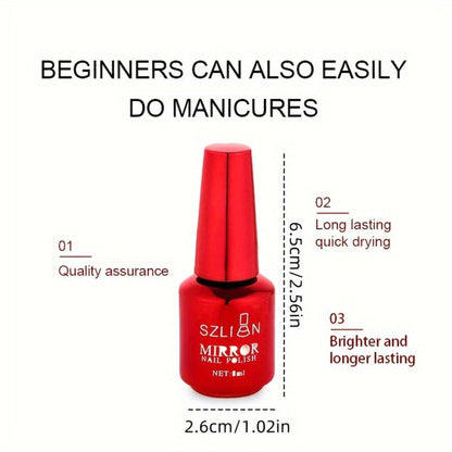 Gel Nail Polish Liner Set with 12 Mirror Chrome Colors and Built-In Thin Art Brushes for Detailed Nail Art